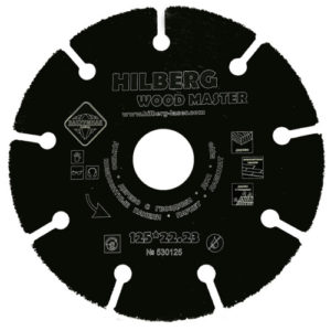 Диск алмазный отрезной сегментный 125*22.23 Hilberg карбид вольфрамовый Super Wood (ламинат, дерево, МДФ)