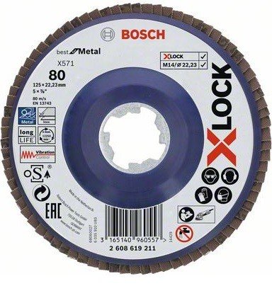 Фото 3 - Круг лепестковый BOSCH X-LOCK, 125мм, G80, BF Metal, плоский